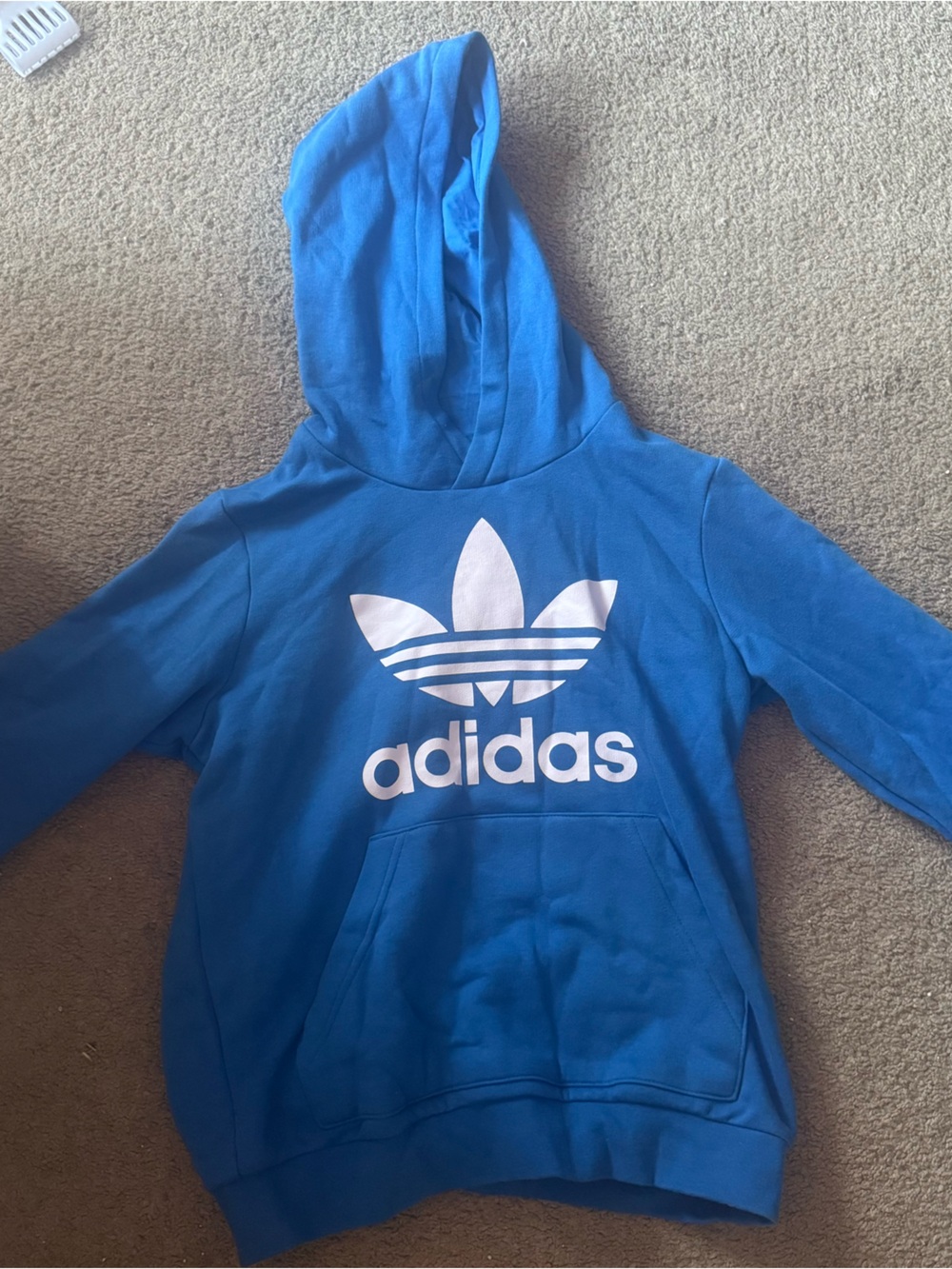 adidas Blue Hoodie with White Trefoil Logo